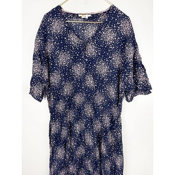Boden Womens Truro A-Line Dress UK 18L US 14L Blue Floral Short Sleeve V Neck - Picture 2 of 4